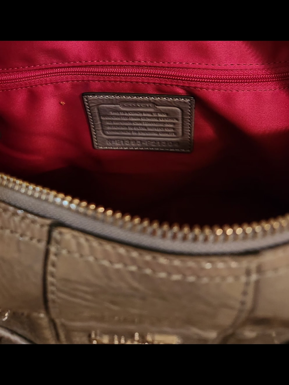 Coach Taupe Patent Leather Satchel Bag - Picture 4 of 5
